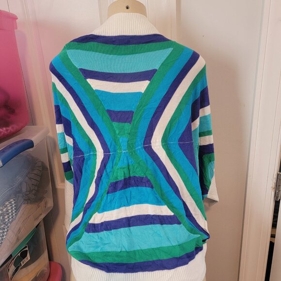Cache Women’s Multicolor knit Striped Open Front Cardigan Shrug - Picture 7 of 8